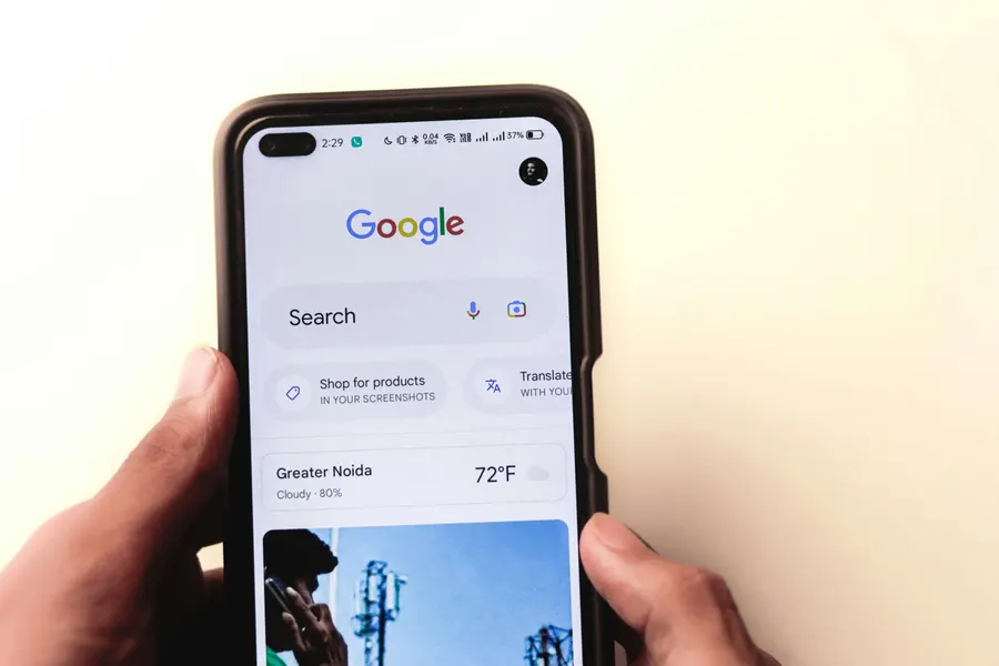 Search engine results and analytics showing organic traffic growth