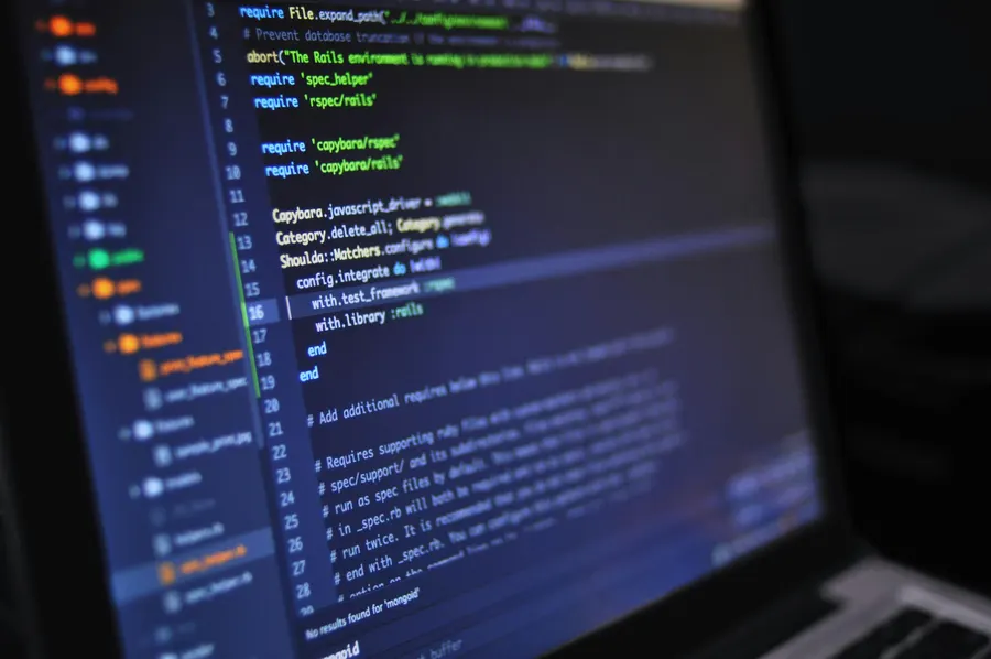Developer workspace showing a modern responsive website being built